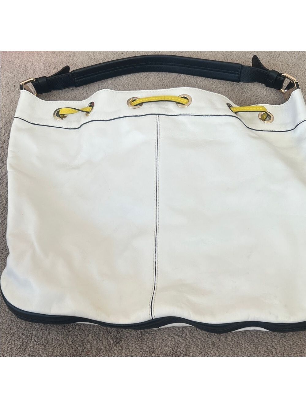 Boden Leather Shoulder Bag White Black Yellow Women's - Picture 2 of 5